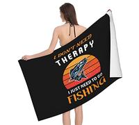 Serviette De Sauna I Don't Need Therapy I Just Need to Go Fishing Serviette De Douche Microfibre Serviettes De Bain Légère Serviettes De Plage pour Les Voyage Gym La Natation 80X130Cm