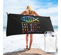Serviette De Sauna Jésus Générique Est Le Chemin, La Vérité, La Vie Serviettes De Plage Microfibre Confortable Serviette De Douche pour Le Camping Gym Les Voyage 80X130Cm