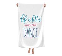 Serviette De Sauna Life is Better When You Dance Serviette De Douche Légère Drap De Plage Microfibre Serviettes De Bain pour La Natation Le Surf Les Voyage 80X130Cm