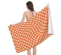 Serviette De Sauna Oranges Check Serviettes De Plage Microfibre Serviettes De Bain Premium Serviette De Douche pour Gym La Natation Le Camping 80X130Cm