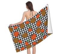 Serviette De Sauna Oranges Léopard Citrouilles Drap De Plage Confortable Draps De Bain Microfibre Serviettes De Bain pour La Natation Le Camping Les Voyage 80X130Cm
