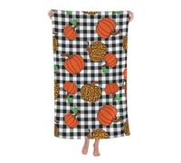 Serviette De Sauna Oranges Léopard Citrouilles Drap De Plage Doux Draps De Bain Microfibre Serviettes De Plage pour Le Surf Gym Le Camping 80X130Cm