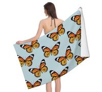 Serviette De Sauna Oranges Papillon Drap De Plage Doux Draps De Bain Microfibre Serviettes De Plage pour La Natation Le Surf Les Voyage 80X130Cm