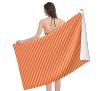 Serviette De Sauna Oranges Stripes Serviette De Douche Microfibre Serviettes De Plage Doux Serviettes De Bain pour Le Camping Le Surf Gym 80X130Cm