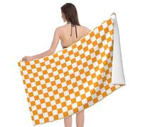 Serviette De Sauna Oranges White Checkered Chessboard Flag Drap De Plage Microfibre Serviette De Douche Premium Serviettes De Bain pour Les Voyage Gym La Natation 80X130Cm