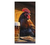 Serviette De Sauna Rooster Beer in The Morning Serviette De Douche Microfibre Draps De Bain Premium Serviettes De Bain pour Le Surf Les Voyage Gym 80X130Cm