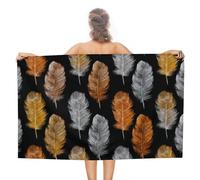 Serviette De Sauna Rustic Vintage Oranges Silver Feathers Mid Century Classic Minimalist Feathers Print Microfibre Serviettes De Bain Premium Serviettes De Plage pour Gym Le Camping 80X130Cm