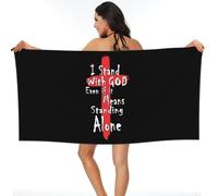 Serviette De Sauna Serviette De Plage Je suis Aux Côtés De Dieu, Même Si Cela Signifie Serviettes De Plage Microfibre Confortable Serviettes De Bain pour Les Voyage Gym Le Surf 80X130Cm