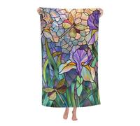 Serviette De Sauna Stained Glass Dragonfly Art Microfibre Serviettes De Plage Doux Draps De Bain pour Le Camping La Natation 80X130Cm