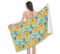 Serviette De Sauna Vélos À Roues Oranges Draps De Bain Légère Serviettes De Bain Microfibre Serviette De Douche pour Les Voyage Le Camping Le Surf 80X130Cm