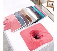 Serviette de SPA en velours épaissi avec trou carré 35x35cm. Serviette de visage pour massage de beauté SPA, table de massage, serviette de chevet percée pour lit, bandana Blanc,Violet,grisPolyester