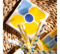 Serviette de table 25x25 Jetable Intissé Françoise PAVIOT Paquet de 20 - Fleur Pop Jaune SC