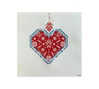 Serviette de table 40x40 Jetable Intissé Françoise PAVIOT Paquet de 20 - Coeur brodé