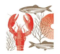 Serviette de table 40x40 Jetable Intissé Françoise PAVIOT Paquet de 20 - Lobster Homard