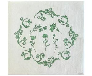 Serviette de table 40x40 Jetable Intissé Françoise PAVIOT Paquet de 20 - Régence vert