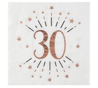 SANTEX 7350-30, Sachet de 20 Serviettes Âge étincelant métal 30 Ans Rose Gold