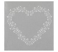 Serviette de table argent Airlaid avec motif coeur élégant (x12) REF/7217