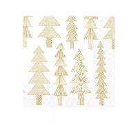 Serviette de table Cocktail 25X25 Jetable IHR Paquet de 20 - Marimekko, Kuusikossa blanc et or