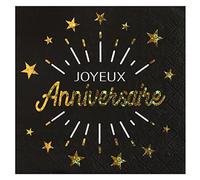 Serviette de Table fête Anniversaire Noir et doré métallisé (x10) R/6649