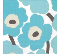 Serviette de table Lunch 33X33 Jetable IHR Paquet de 20 - Marimekko, Unikko turquoise