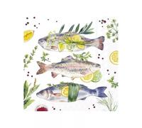 Serviette de table Lunch 33X33 Jetable IHR Paquet de 20 - Poissons délicieux