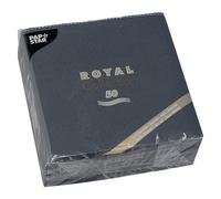 Serviette de table noire en ouate Royal Collection non tissé 40 x 40 cm - Paquet de 50