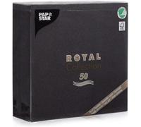 Papstar Serviettes Royal Collection 10452 Lot de 50 Noir 40 x 40 cm