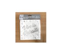 Serviette de table vive la retraite blanche et argentée métallisée (x24) REF/STAM11A