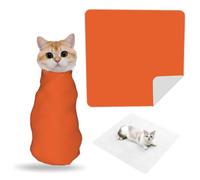 Serviette de toilettage pour animaux de compagnie à imprimé orange vif | Film apaisant autocollant pour couper les ongles, brosser et visites chez le vétérinaire. Peut être personnalisé avec votre