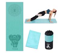 Serviette de yoga chaude antidérapante pour tapis de yoga absorbant la transpiration 61 x 182,9 cm pour fitness, pilates, yoga, gym, tapis de yoga respirant pour Bikram avec sac de transport en maille