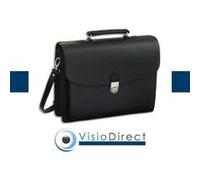 Serviette Deluxe noire en simili cuir 5 compartiments + poches - Dimensions : L 40 x H 32 x P 15 cm G