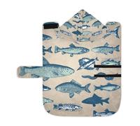 Serviette douce pour chiens et chats, peignoir de bain absorbant avec capuche, col réglable et sangle ventrale, M rétro sous-marin, dessin de poissons marins, icônes, style vintage