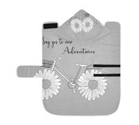 Serviette douce pour chiens et chats, peignoir de bain absorbant avec capuche, col réglable et sangle ventrale, taille M, marguerite blanche avec citations, dites oui à la nouvelle aventure sur gris