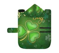 Serviette douce pour chiens et chats, peignoir de bain absorbant avec capuche, col réglable et sangle ventrale, trèfle à quatre feuilles porte-bonheur pour la Saint-Patrick, vert