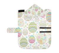 Serviette douce pour chiens et chats, peignoir de bain absorbant avec capuche, col réglable et sangle ventrale, motif Happy Easter Day avec œufs colorés sans couture sur blanc