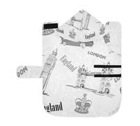 Serviette douce pour chiens et chats - Peignoir de bain absorbant avec capuche réglable et sangle ventrale - M - Style rétro vintage Angleterre Londres Big Ben Blus Crown Human