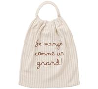 Serviette élastique comme un grand gaze de coton beige rayé galet