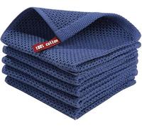 Serviette en Coton Torchon Absorbant Torchon De Cuisine Chiffons De Vaisselle Nid D’Abeille Serviette De Lavage Respirante, Blue Towel, 5pcs