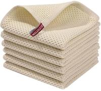 Serviette en Coton Torchon Absorbant Torchon De Cuisine Chiffons De Vaisselle Nid D’Abeille Serviette De Lavage Respirante, Beige Towel, 5pcs