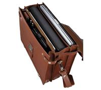 Serviette en cuir MOCCA - ALASSIO - Bandoulière extractible - Compartiment d'ordinateur portable - Marron