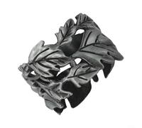 Serviette en métal antique pour bague avec motif feuille pour tables de mariage et événements, matériau en alliage robuste avec ton bronze classique (gris)