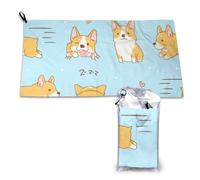 Serviette en microfibre à séchage rapide, motif chien Corgi Kawaii, pour adultes, 40,6 x 241,5 cm