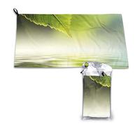 Serviette en microfibre à séchage rapide, motif feuille verte se reflétant dans l'eau de la rivière, pour adultes, 40,6 x 4 200 cm