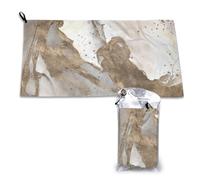 Serviette en microfibre à séchage rapide, motif marbre liquide - Perle et or, pour adultes, 40,6 x 3 400 cm