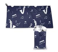 Serviette en microfibre à séchage rapide, motif notes de musique, saxophone, pour adultes, 40,6 x 250,8 cm