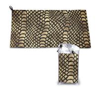 Serviette en microfibre à séchage rapide, motif python noir et doré, motif safari africain, sépia, pour adultes, 40,6 x 175,9 cm