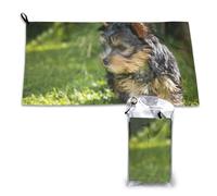 Serviette en microfibre à séchage rapide, motif Yorkshire Terrier, chiens mignons, herbe verte, pour adultes, 40,6 x 750 cm
