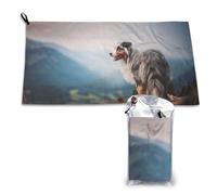 Serviette en microfibre à séchage rapide pour adultes, motif Berger australien, montagnes, Aussie Pets, 40,6 x 4 447 cm