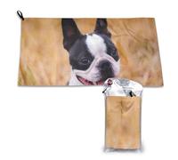 Serviette en microfibre à séchage rapide pour adultes, motif Boston Terrier, motif bokeh, 40,6 x 4 299 cm