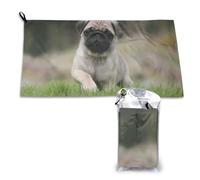 Serviette en microfibre à séchage rapide pour adultes, motif carlin, bokeh, chiot, chien, animaux de compagnie, 40,6 x 160,2 cm